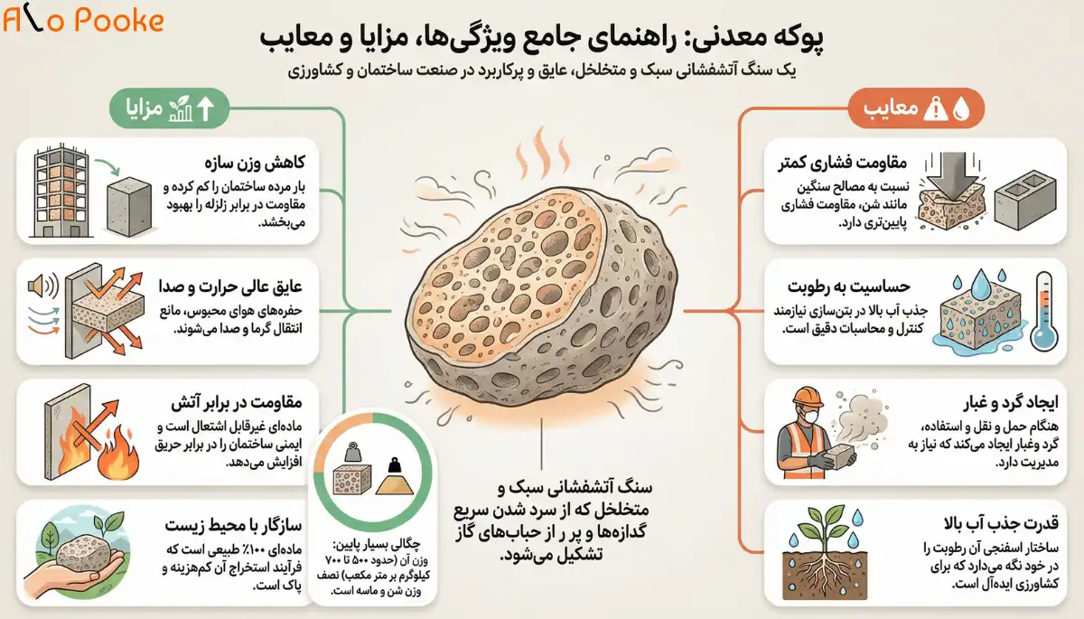 ویژگی و مزایا و معایب پوکه معدنی