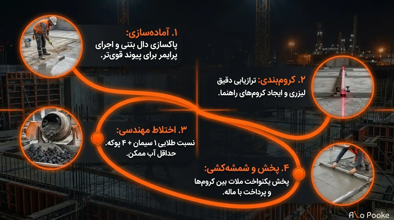 مراحل گام‌به‌گام اجرای اسکرید بتن حرفه‌ای