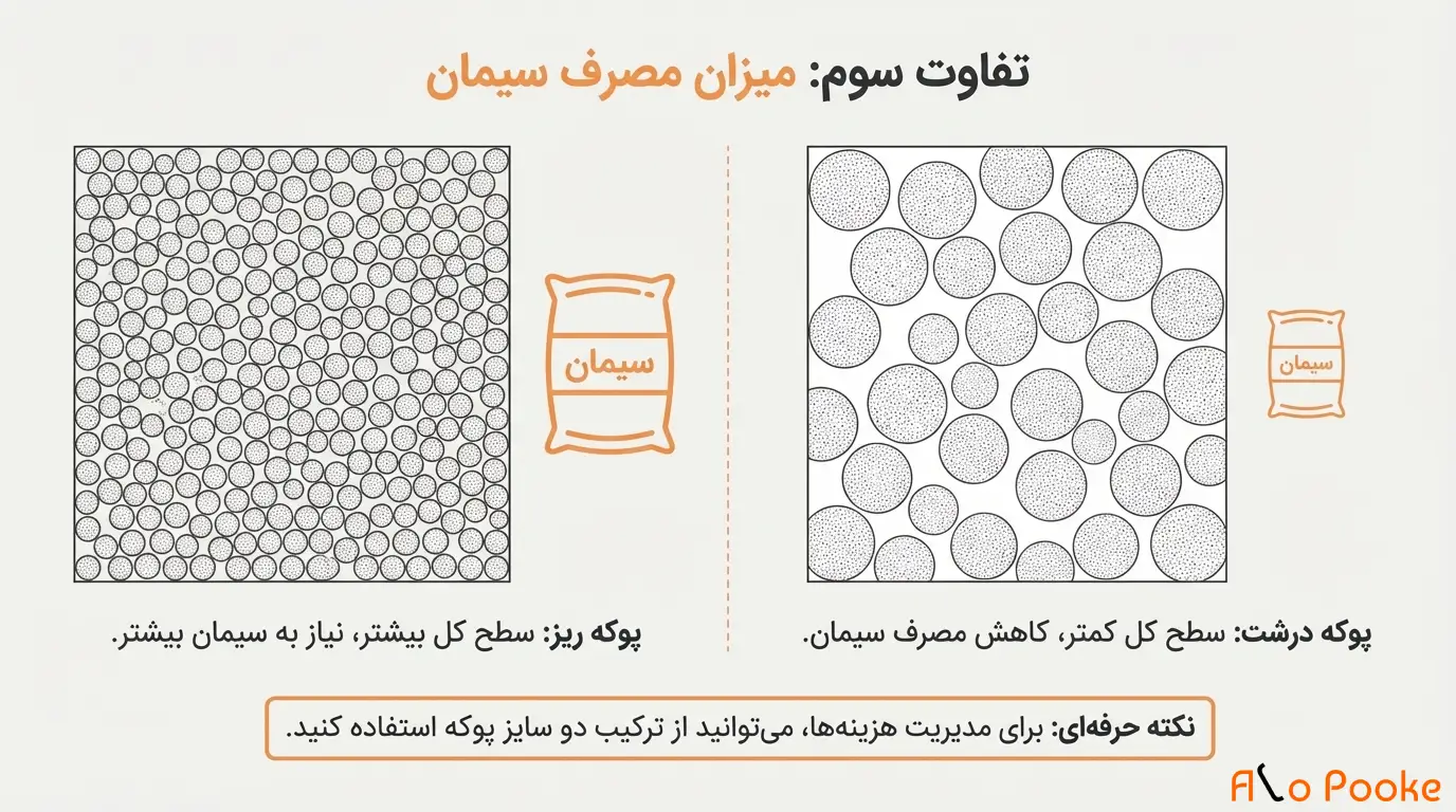 تفاوت پوکه نخودی ریز و درشت