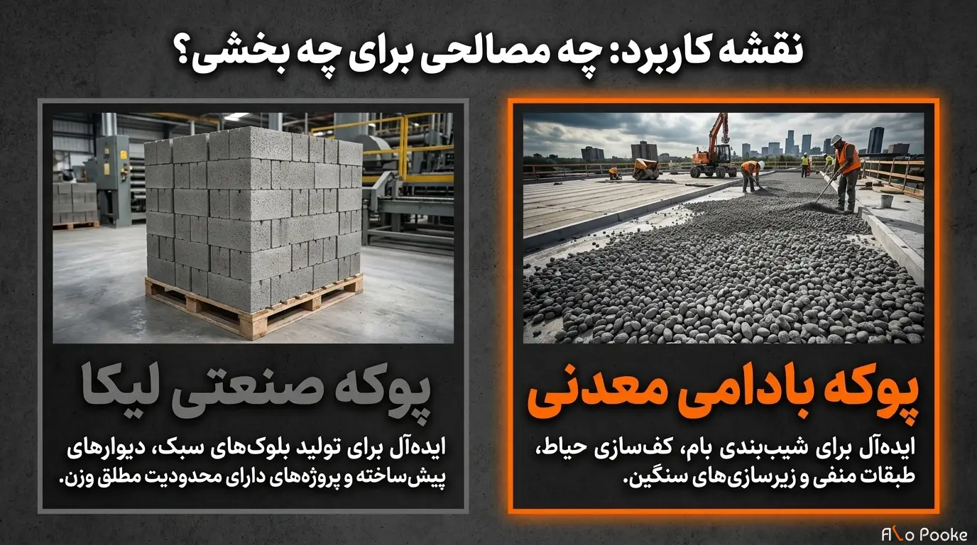 پوکه بادامی یا پوکه صنعتی؛ کدام سبکتر است؟