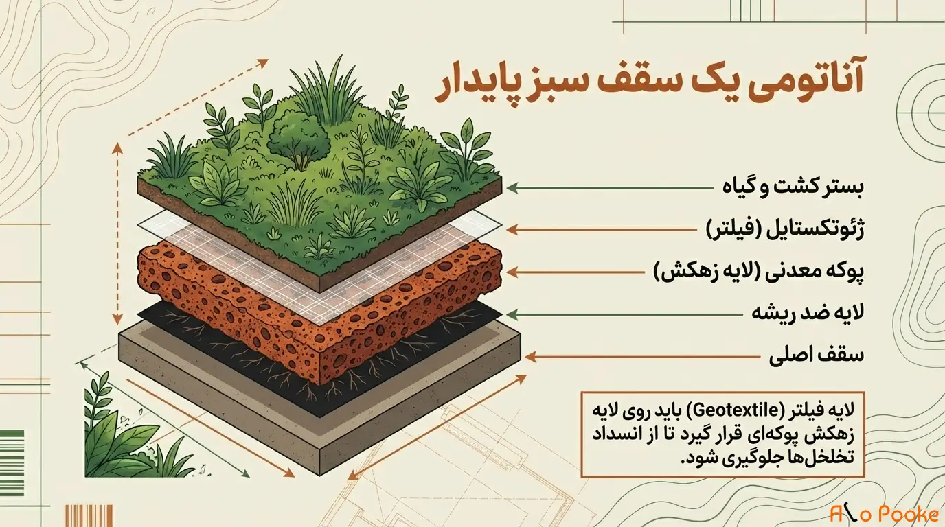 پوکه معدنی در طراحی و ساخت باغ‌های عمودی و سقف‌های سبز